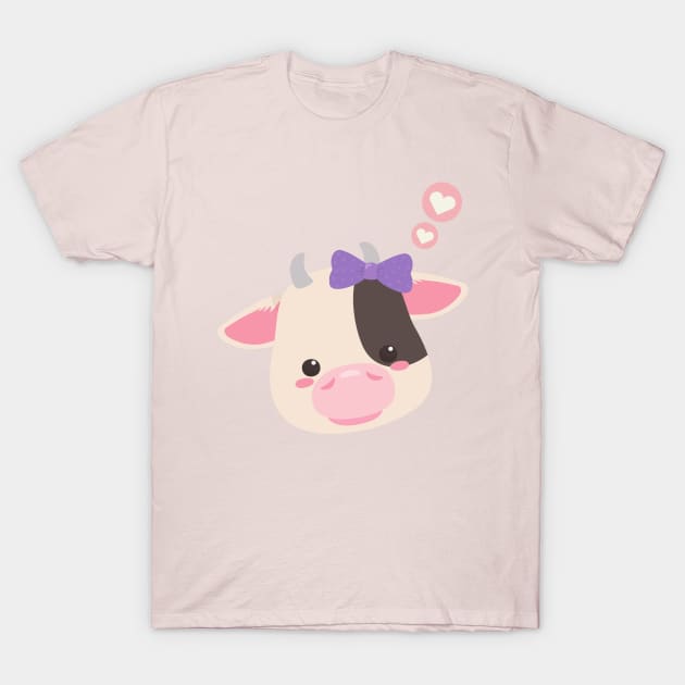 Baby Cow | Super Cute and Kawaii Pink Fluffy Calf T-Shirt by OMC Designs